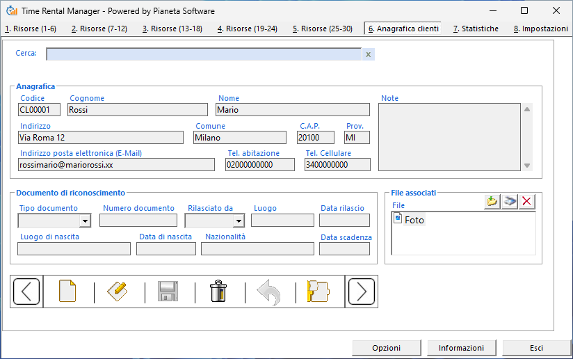 Anagrafica clienti e storico sessioni