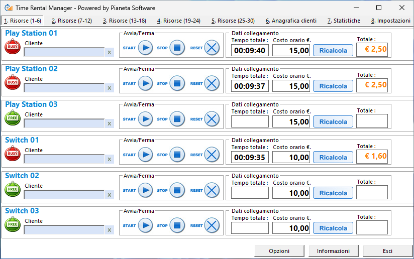 Gestione postazioni PC gaming: risorse, timer e costi in tempo reale