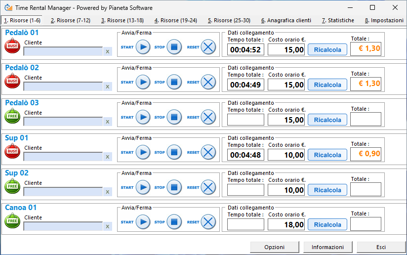 Gestione noleggio nautico: risorse, timer e costi in tempo reale