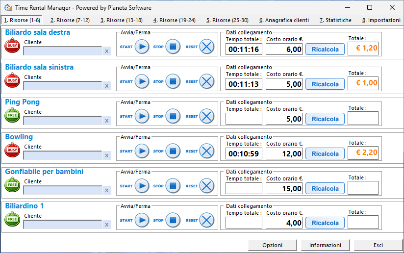 Gestione delle risorse: timer e costi in tempo reale